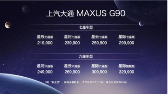 全尺寸新生代智能MPV上汽大通MAXUS G90锋芒上市